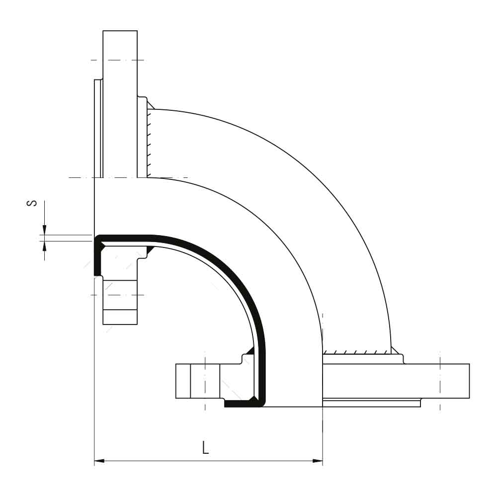 ANSI Curva a 90° In Acciaio Misure 01