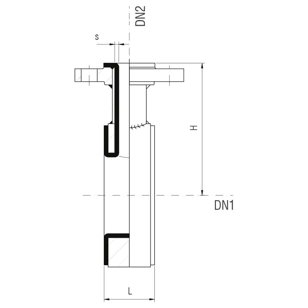 ANSI Prese strumenti in acciaio rivestite internamente in PTFE - PFA (Misure)