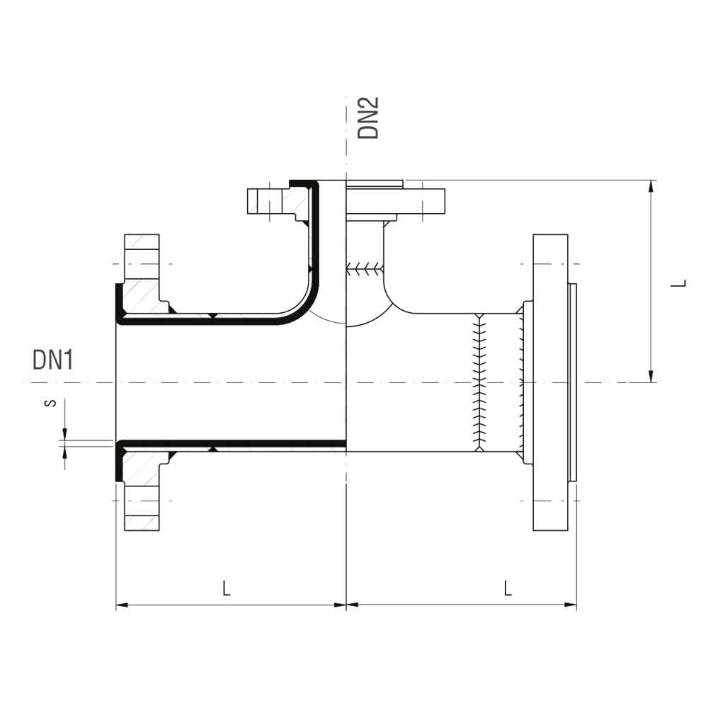 ANSI Tee ridotte in acciaio rivestite internamente in PTFE - PFA (Misure)