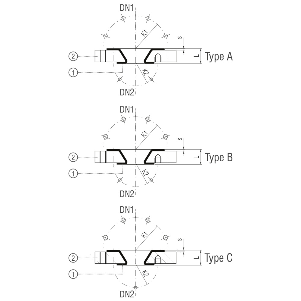 Flange ridotte in acciaio rivestite internamente in PTFE - PFA (Misure)