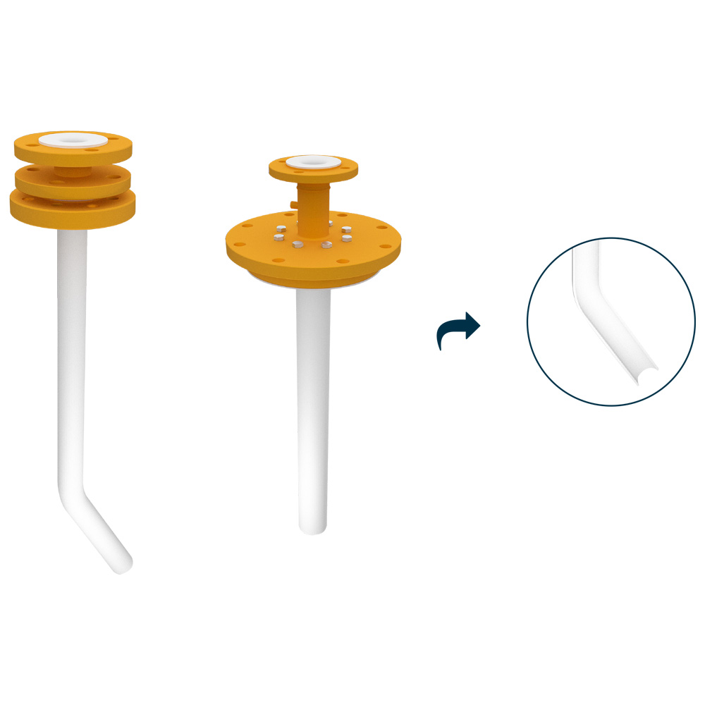 Pescanti in acciaio rivestiti in PTFE - Esempio di realizzazione con terminali / 4