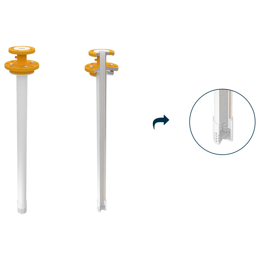 Pescanti in acciaio rivestiti in PTFE - Esempio di realizzazione con terminali / 2