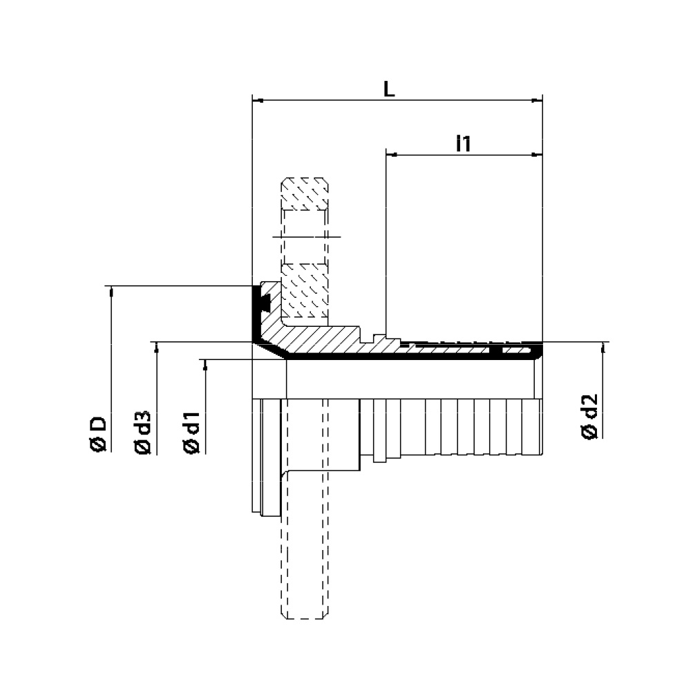 FLEXILINE - Raccordo flangiato a portagomma rivestito (Disegno tecnico)