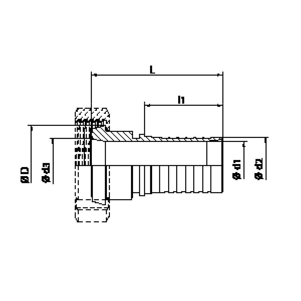 FLEXILINE - Raccordo DIN 11851 a portagomma maschio (Disegno tecnico)