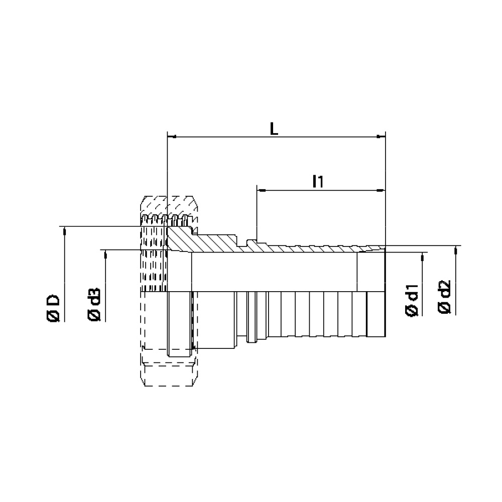 FLEXILINE - Raccordo SMS 1145 a portagomma maschio (Disegno tecnico)