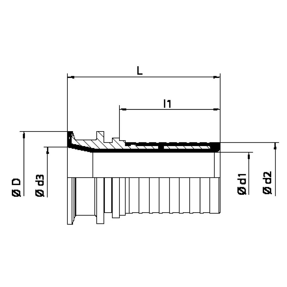 FLEXILINE - Raccordo Clamp BS 4825 rivestito (Disegno tecnico)