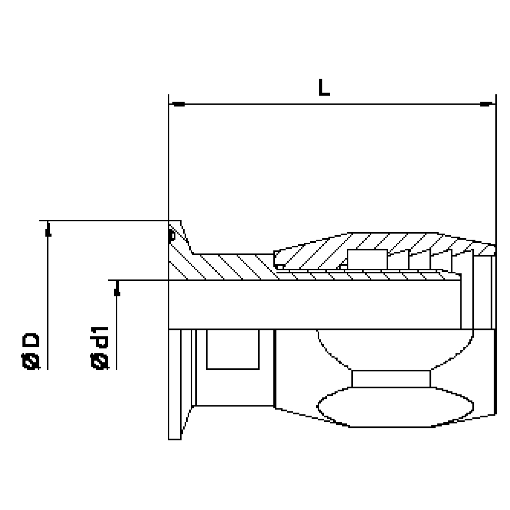 FLEXILINE - Raccordo Clamp BS 4825 a portagomma (Disegno tecnico)