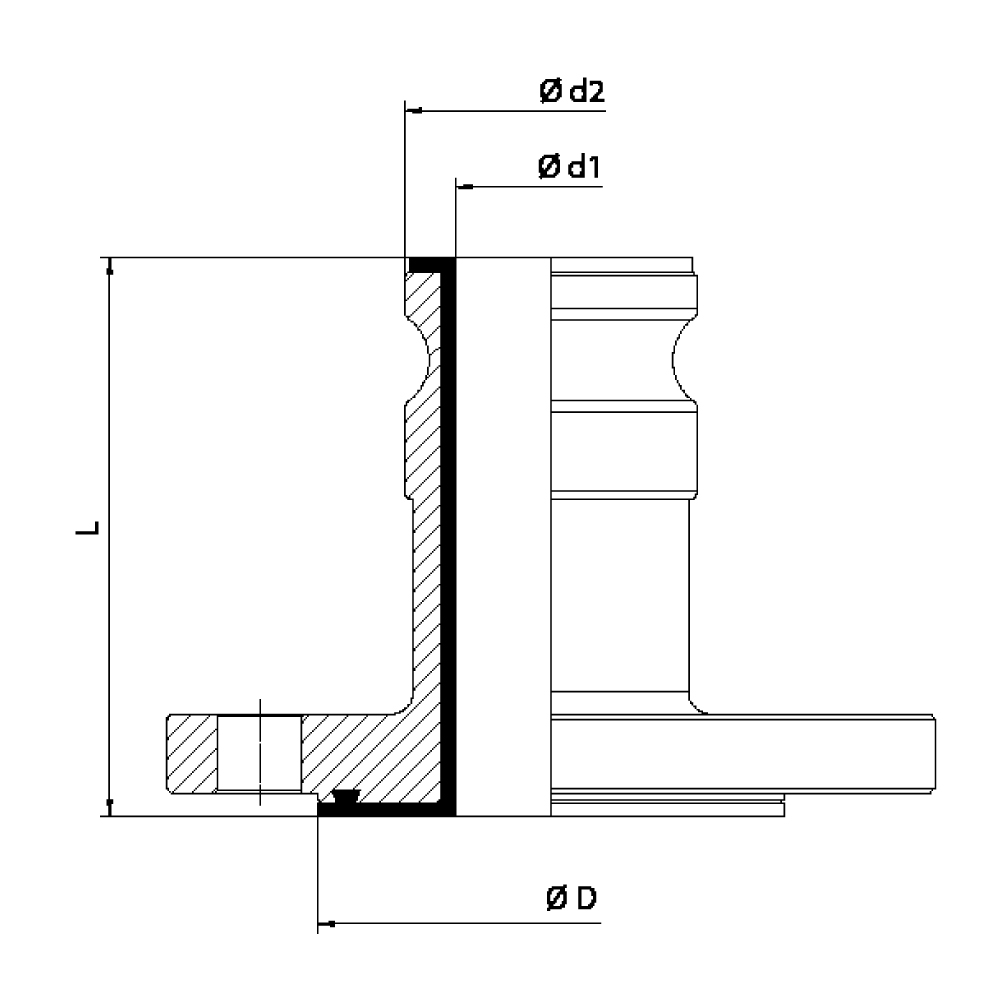 FLEXILINE - Raccordo LAS FF rivestito (Disegno tecnico)