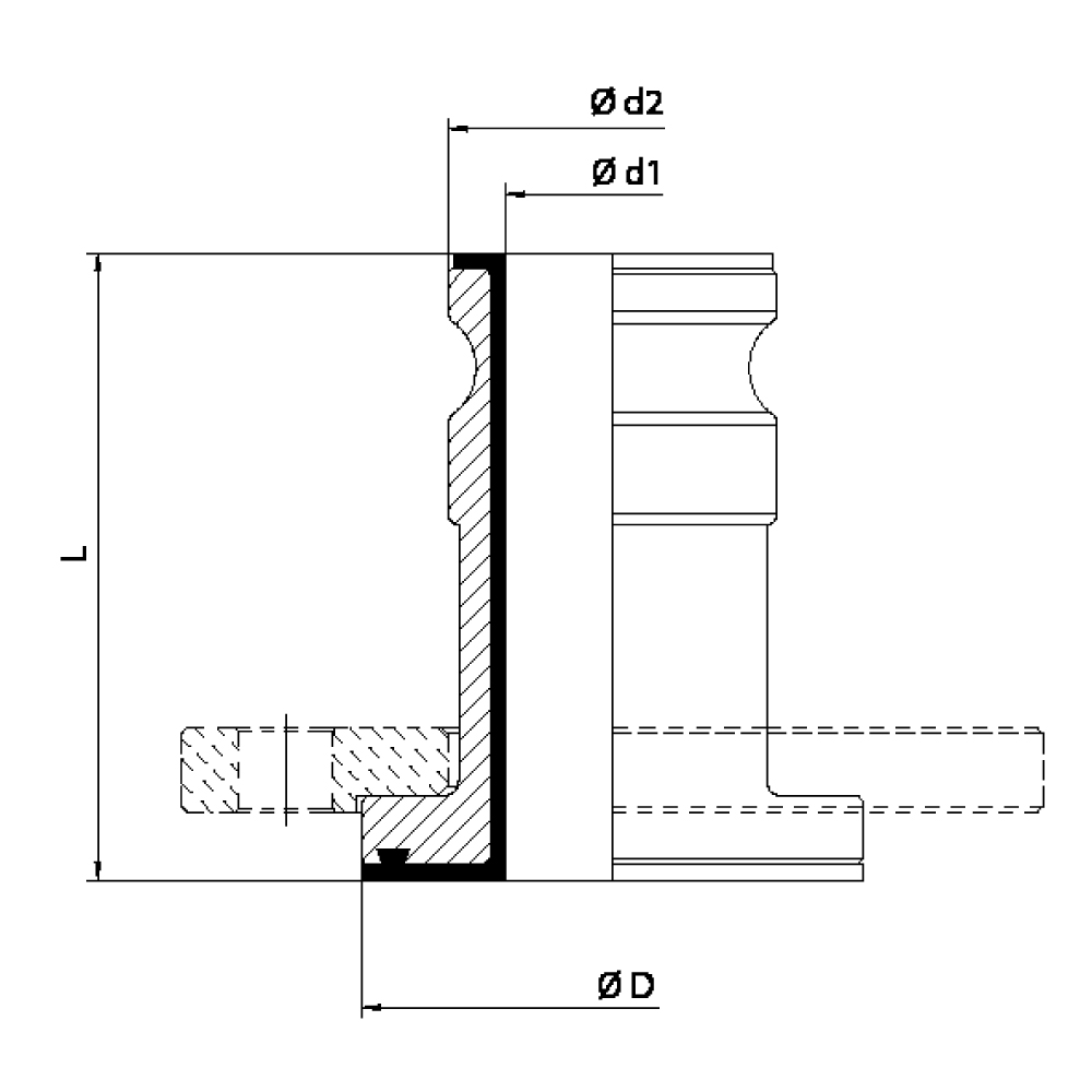 FLEXILINE - Raccordo LAS FL rivestita (Disegno tecnico)