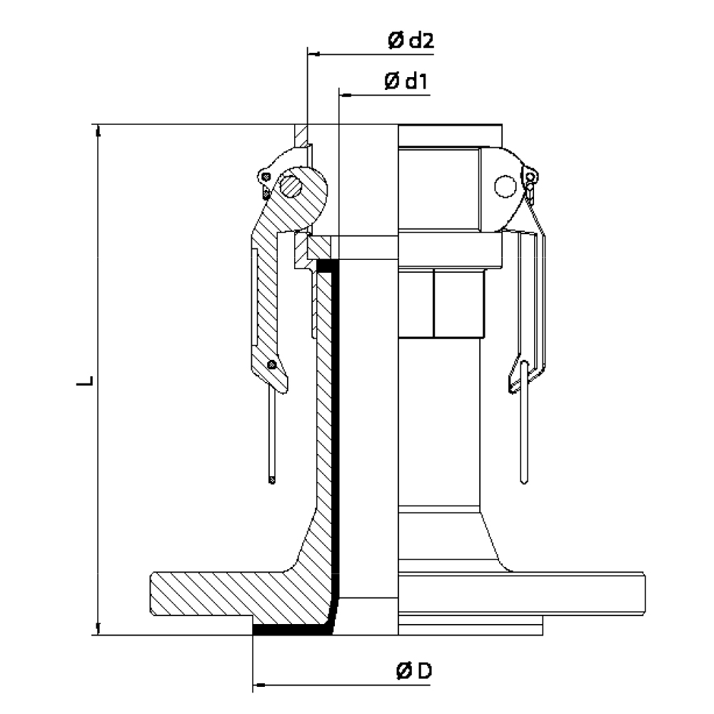 FLEXILINE - Raccordo LBS FF rivestito (Disegno tecnico)