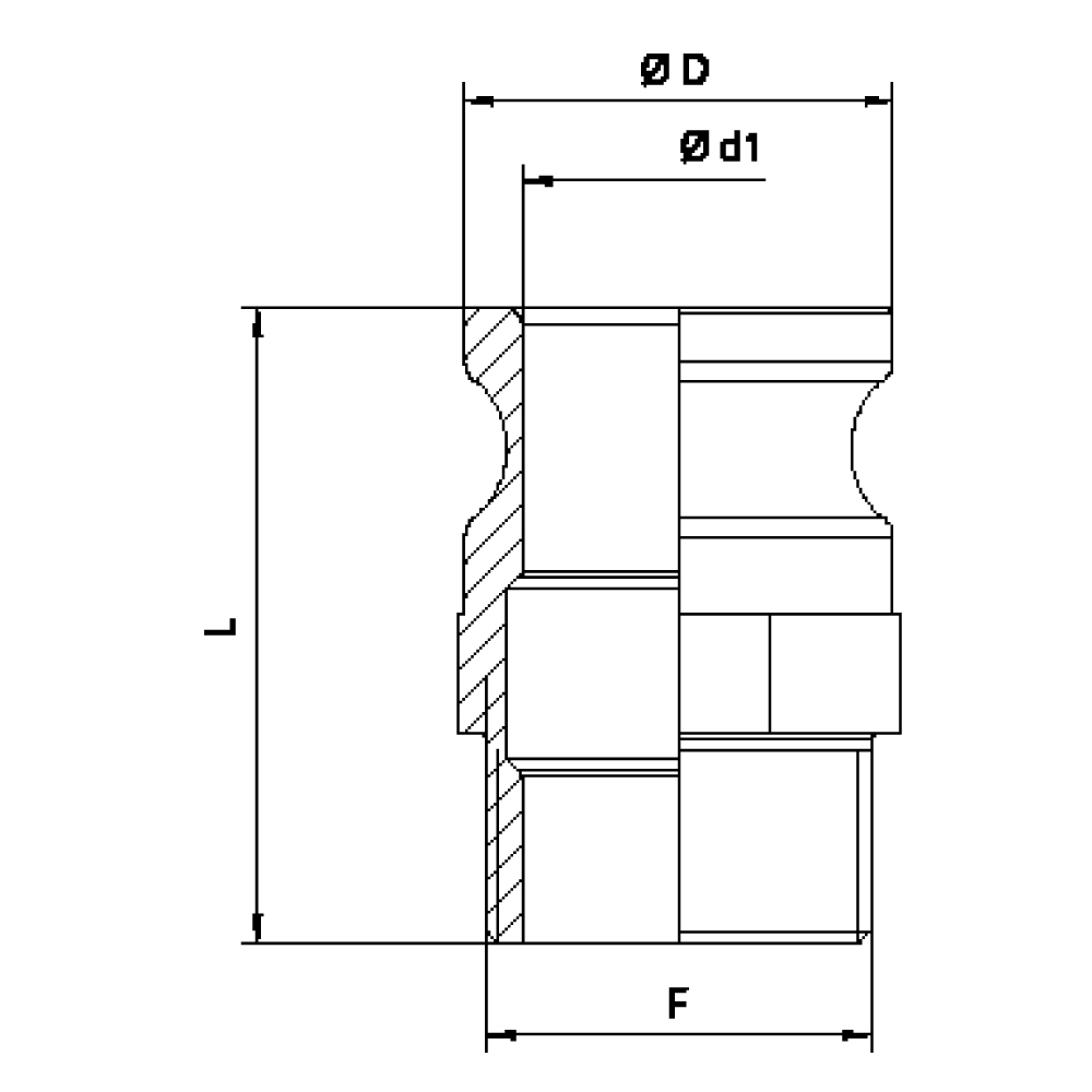 FLEXILINE - Raccordo Tipo F (Disegno tecnico)