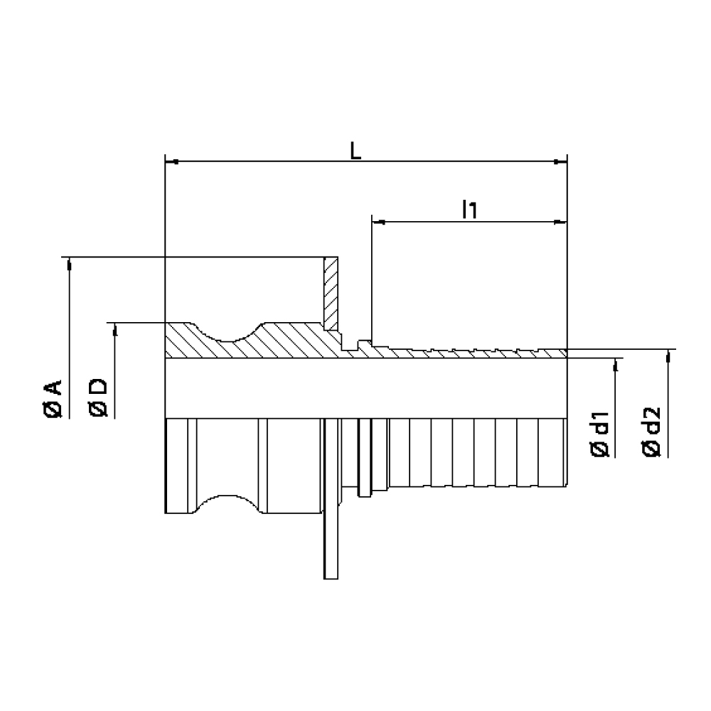 FLEXILINE - Raccordo Tipo E con protezione (Disegno tecnico)